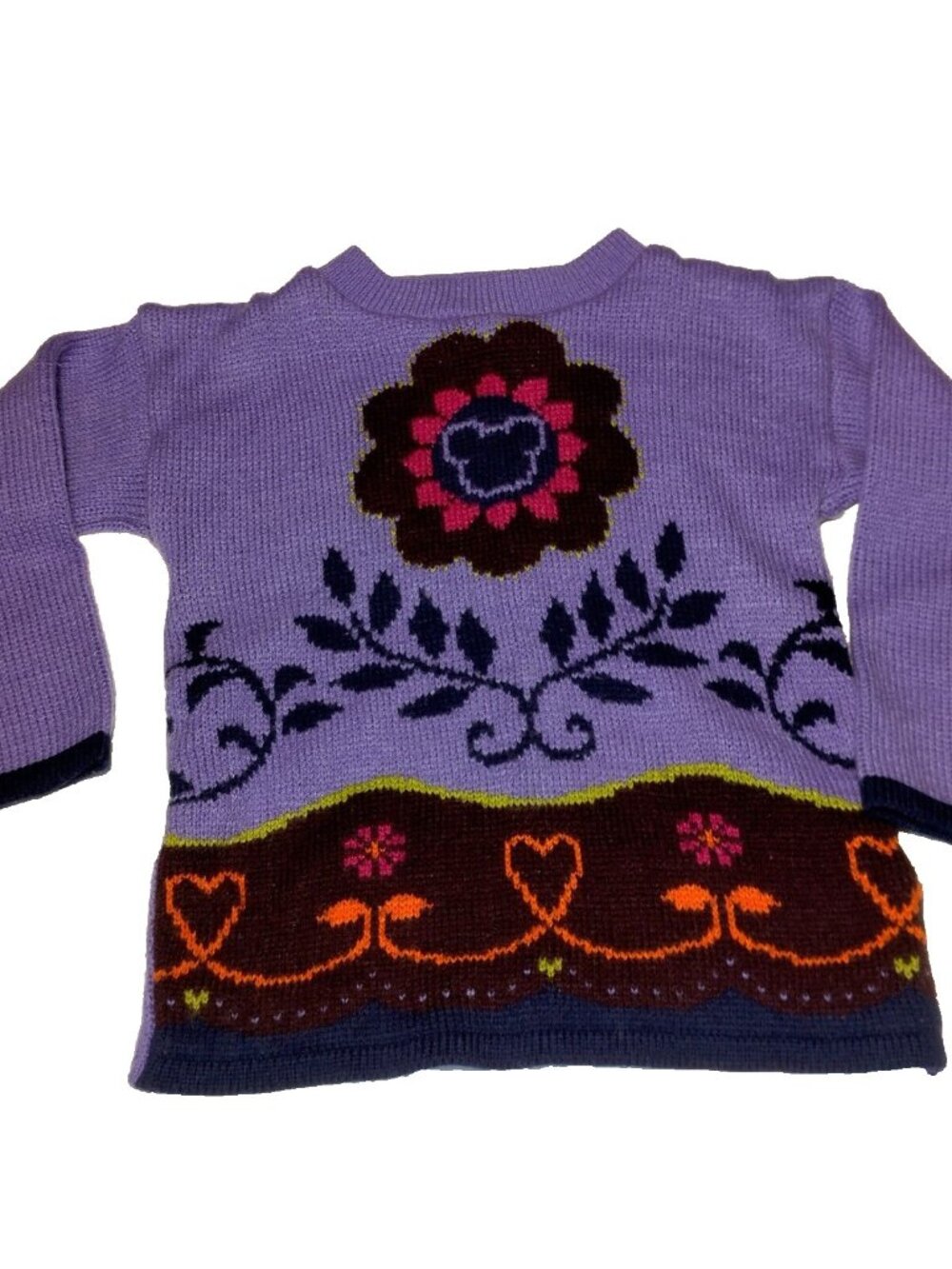 Vintage Mickey For Kids Sweater Small Size 4 Purple Pullover Mickey Mouse Flower